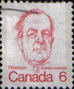 Canada Post issued this six-cent stamp of Pearson in 1973.