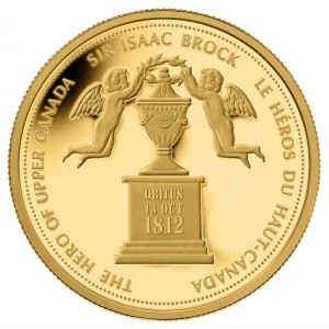 The Mint also commemorated Brock on a Fine gold coin based on an 1816 half-penny token that also commemorated Brock.