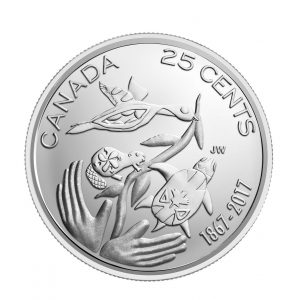 The 25-cent coin was designed by Ontario's Joelle Wong, whose design was chosen as the winner of the 'Canada's Future' theme.